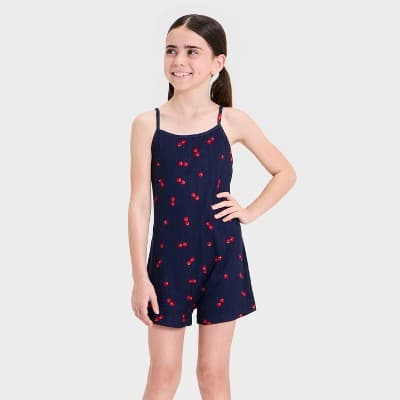 Grayson Threads Kids Girls' Cherries Sleep Romper - Blue M