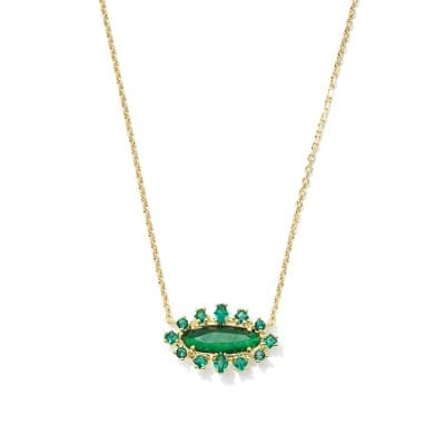 Kendra Scott Eva Crystal Framed Pendant Necklace - Green Mix