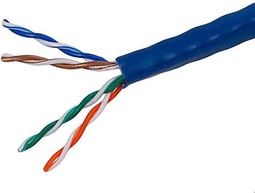 Monoprice 1000FT 24AWG Cat5e 350MHz UTP Solid, Riser Rated (CMR), Bulk Ethernet Bare Copper Cable - Blue