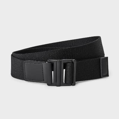 Men's D-Ring Buckle Tonal Web Fabric Belt - Goodfellow & Co™ Black L