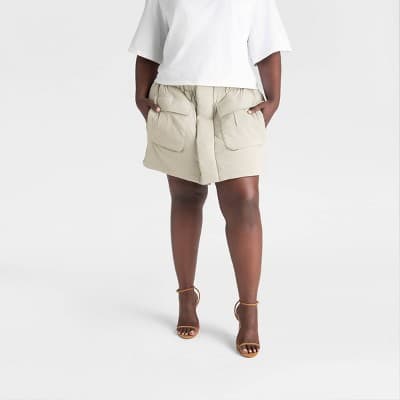 KBB by KAHLANA Women's 'The Duvet Cargo Skirt' - Green 2X