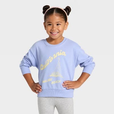Grayson Mini Toddler Girls' California French Terry Sweatshirt - Blue 12M