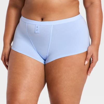 Women's Cotton Stretch Boyshort Underwear - Auden™ Light Blue 2X