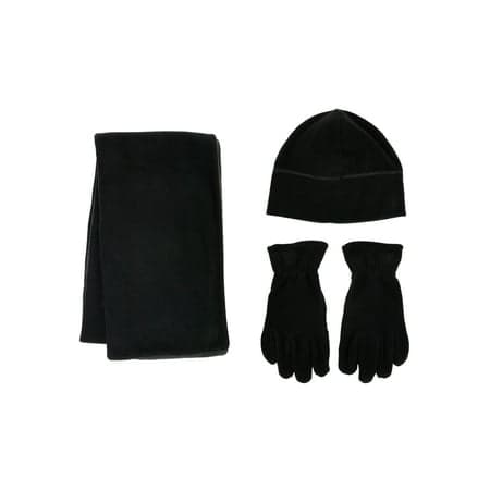 Chaps Men's 3-Piece Fleece Beanie, Glove and Reversible Scarf Set, One Size