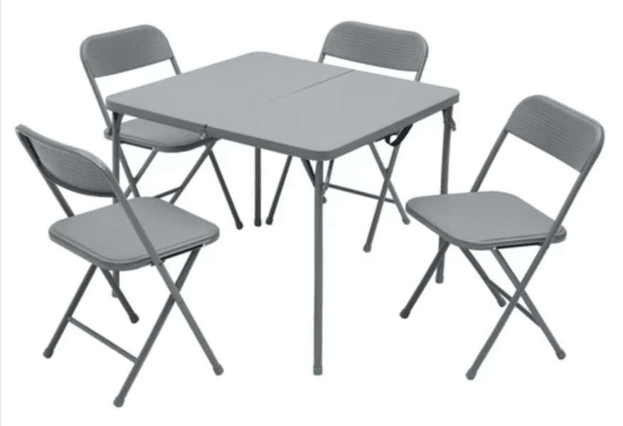 Mainstays 5-Piece Resin Card Folding Table with Four Folding Chairs at Walmart