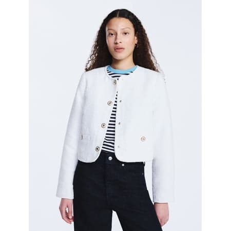 Free Assembly Women's Collarless Nubby Jacket with Long Sleeves, Sizes XS-XXL