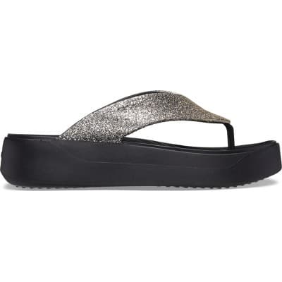 Crocs Women's Getaway Chunky Glitter Flip Flop Platform Sandals, Black, W8
