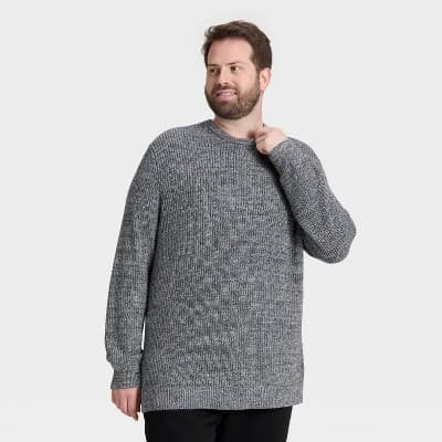 Men’s Big & Tall Marled Crewneck Sweater - Goodfellow & Co™ Black 3XL