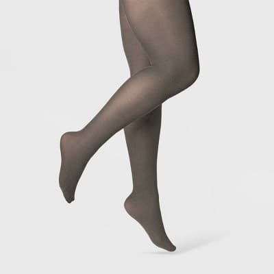 Women's 50D Opaque Tights - A New Day™ Charcoal Heather S/M: High Waisted, Tagless, Closed Toe, Knit, Hand Wash
