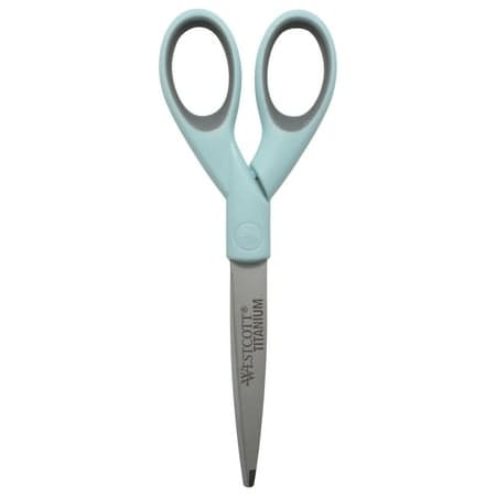 Westcott 7" Titanium Bonded Sewing Scissors, Micro-Tip, Light Blue, 1-Count