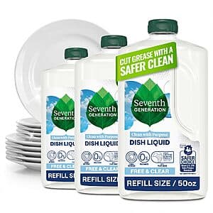 Prime Members: 3-Pk 50-Oz Seventh Generation Hand Dish Wash Refill (Free & Clear) $14.30 w/ S&S