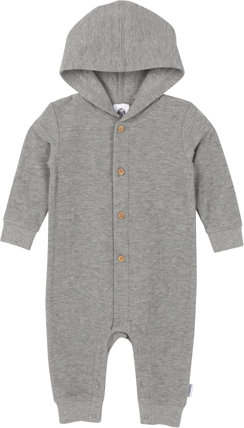 Cozy Baby Romper: Gerber Grey Heather, 24M