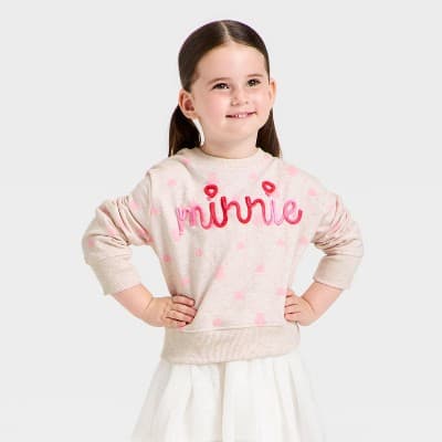Toddler Girls' Disney Minnie Mouse Fleece Sweatshirt - Beige 18M