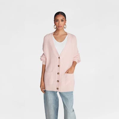 KBB by KAHLANA Women's 'The Letterman Cardigan' - Pink XL