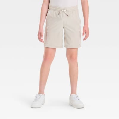 Boys' Adventure Shorts - All In Motion™ Beige M: Recycled Polyester, Spandex, Lightweight,