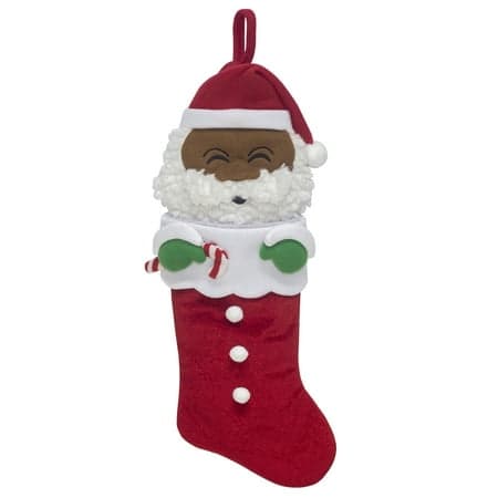 Black Paper Party Santa Christmas Stocking, Red, 20"
