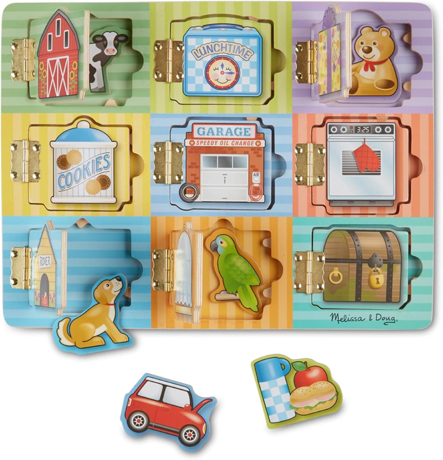Melissa & Doug Wooden Hide & Seek Activity Board - Educational Toy