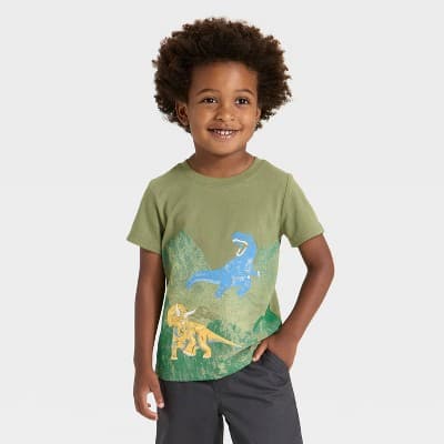 Toddler Boys' Short Sleeve Dino Graphic T-Shirt - Cat & Jack™ Olive 3T