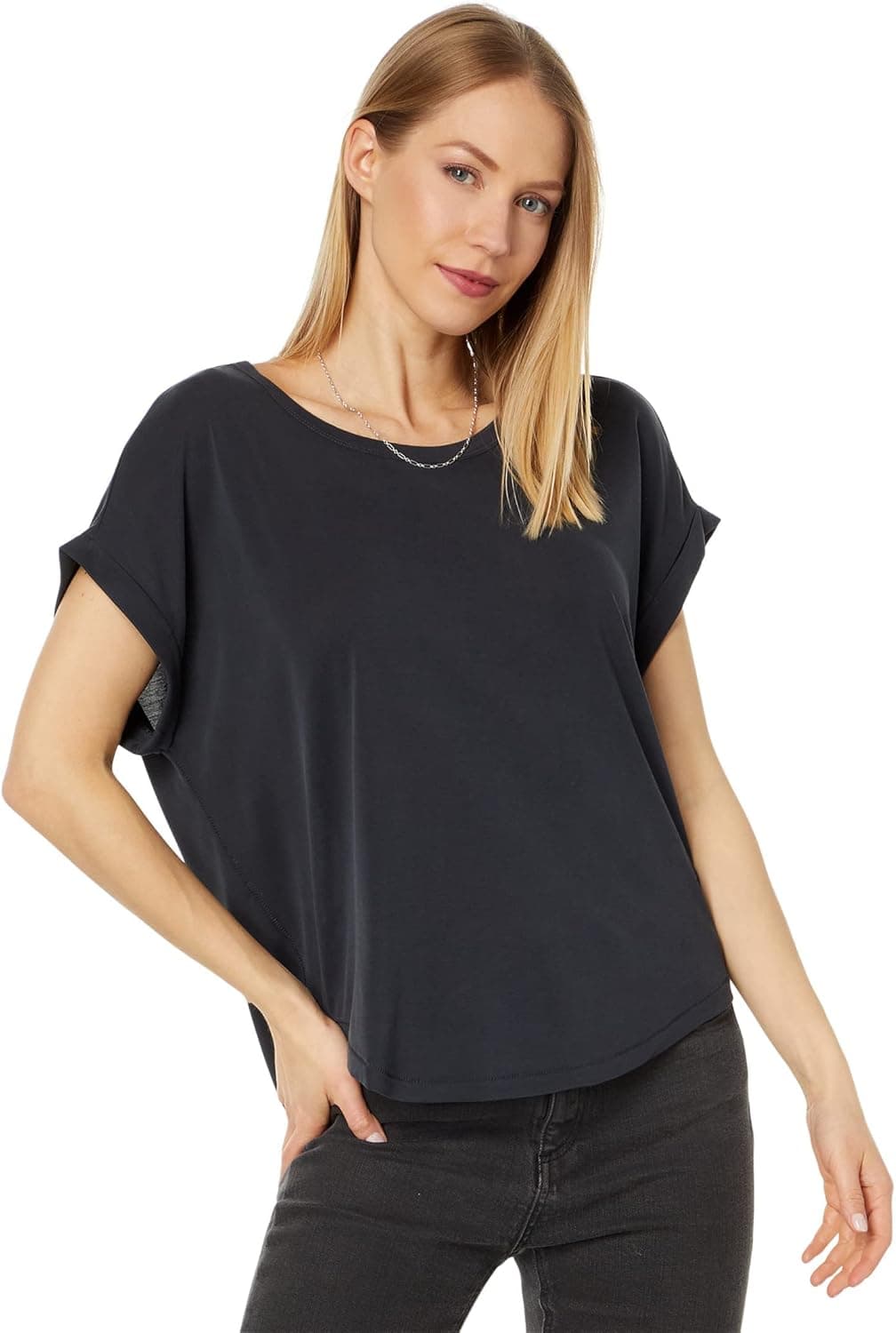 Lucky Brand Sandwash Dolman Tee in Black - Size LG (US 10-12)