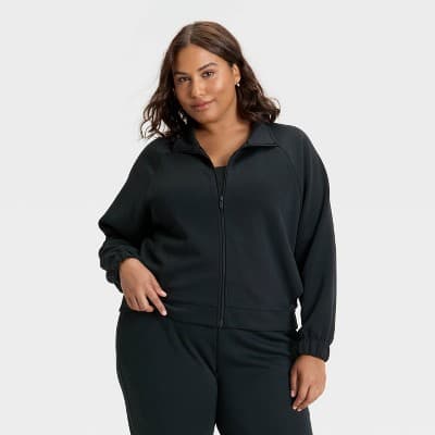 Women's Airy Sleek Full Zip Jacket - All In Motion™ Black 1X