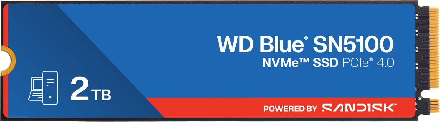 WD - Blue SN5100 2TB Internal SSD PCIe Gen 4 x4 NVMe for laptops and desktops'