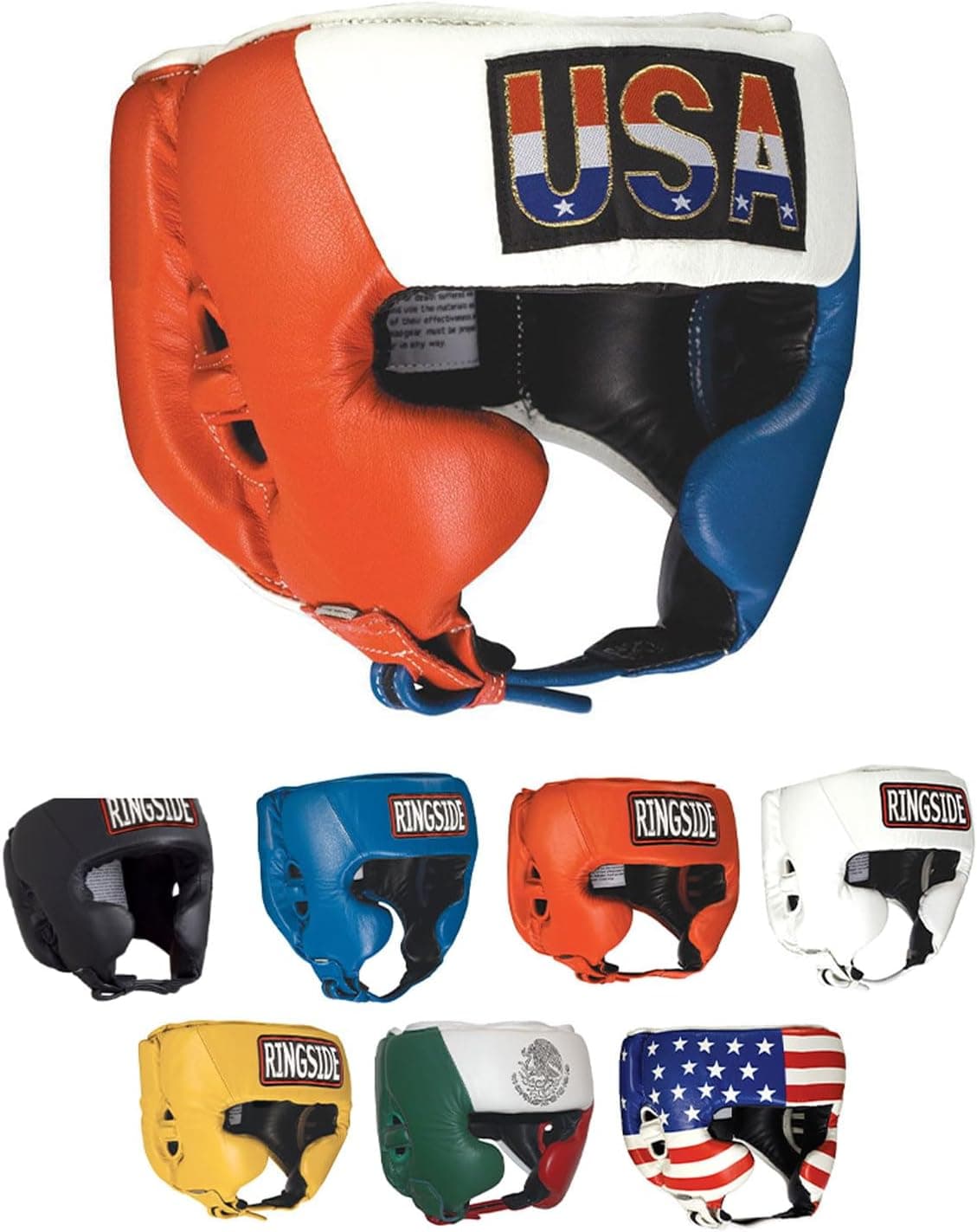 Ringside Boxing Headgear for Sparring - Red, White, Blue