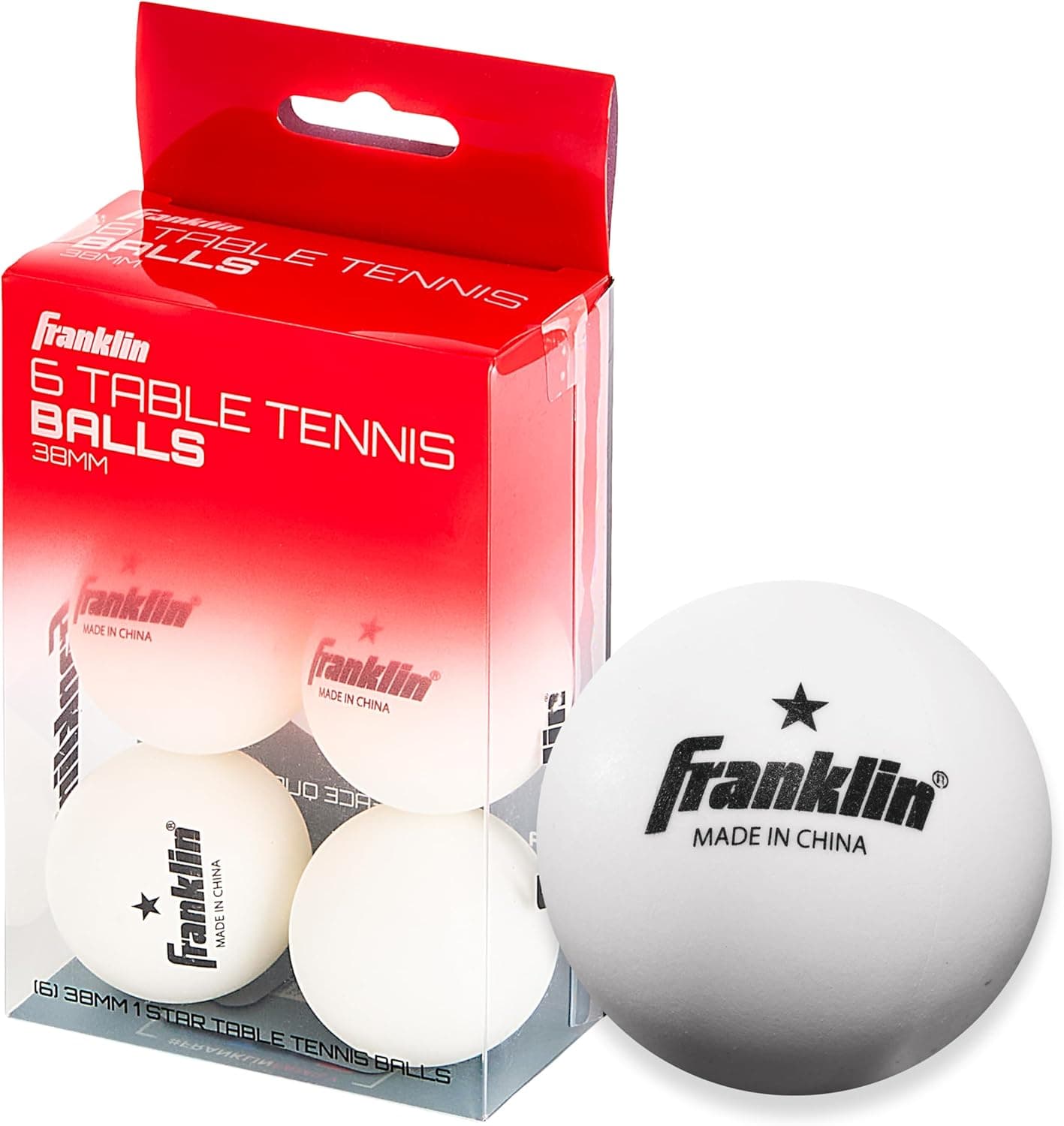 Ping Pong Balls: Franklin Sports 57100 1 Star Table Tennis Balls (Pack of 6), 38 mm