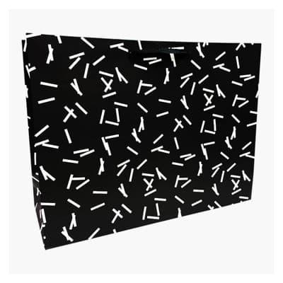 Bows And Sparkles Medium Confetti Gift Bag White/Black