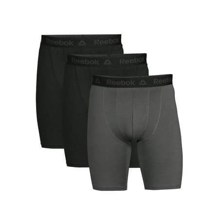 Reebok Men's Underwear Tech Comfort Long Length Boxer Brief Underwear, 9 inch, 3 Pack