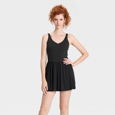Women's Knit Plisse Active Dress - All In Motion™ Black M