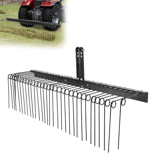 Heavy-Duty Tow Dethatcher for Lawn Cleanup - Removes Thatch, Leaves & Debris