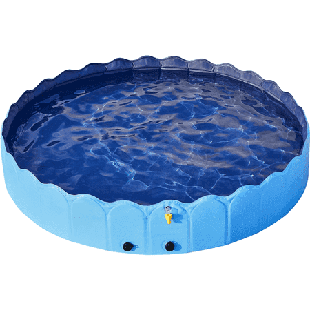 Alden Design Foldable Dog Swimming Pools with Sprinkler Indoor and Outdoor, Blue XXL