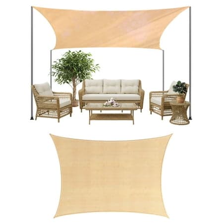 Pure Garden 10x13ft Sun Shade Canopy Sail with UV Protection, Sand