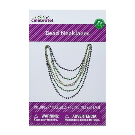 Bead Necklaces, Multicolor, 16", 77 Count, Mardi Gras by Way To Celebrate