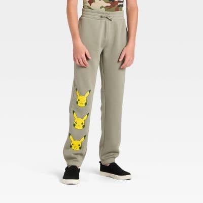 Boys' Pokemon Pikachu Fleece Sweatpants - Moss Green XL
