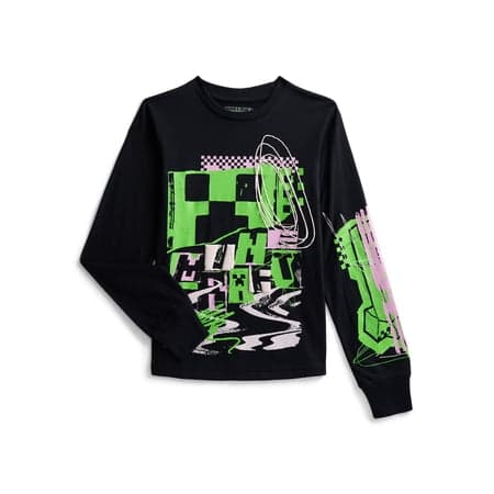 Minecraft Boys Graphic Tee with Long Sleeves, Sizes XS-2XL