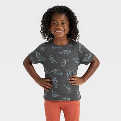 Toddler Boys' Short Sleeve Relaxed T-Shirt - Cat & Jack™ Charcoal 12M