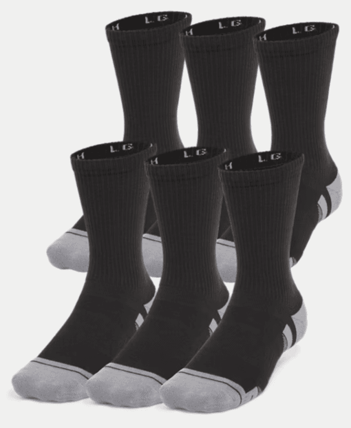 Under Armour Performance Tech Socks: Unisex Crew, 6-Pack