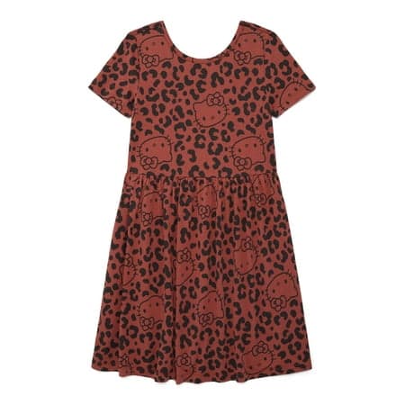 Hello Kitty Girls' Allover Print Dress with Short Sleeves, Sizes 4-12