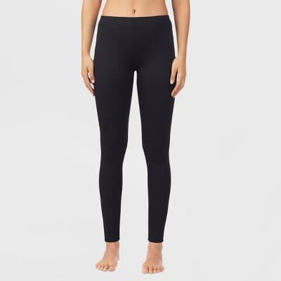 Warm Essentials by Cuddl Duds Women's Luxe Lined Jersey Thermal Leggings - Black L