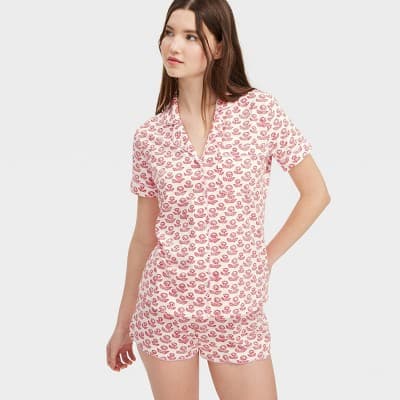 Women's Floral Short Sleeves and Shorts Pajama Set Red - Roller Rabbit x Target XL