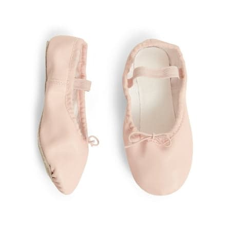 Justice Girls Ballet Shoes for Dance Class, Leather Sole with Adjustable Strap, Sizes 1-13
