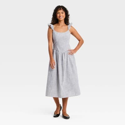 Women's Sleeveless Midi Pullover A-Line Dress - Universal Thread™ Blue XL