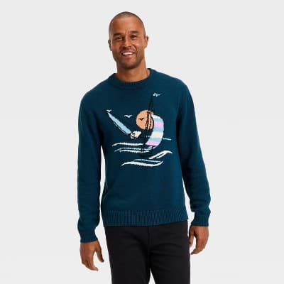 Men's Textured Crewneck Sweater - Goodfellow & Co™ Navy Blue M
