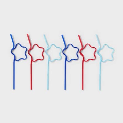 6ct 4th of July USA Star Shaped Straws - Spritz™
