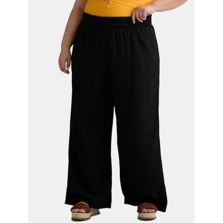 Time and Tru Women's and Women's Plus Cotton Gauze Beach Coverup Pants, Sizes XS-3X