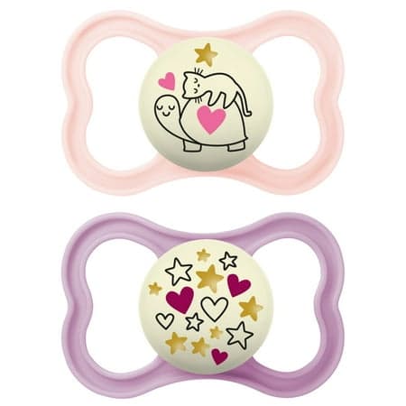 MAM Supreme Night Pacifier, 6+ Months, Girl, 2 Count