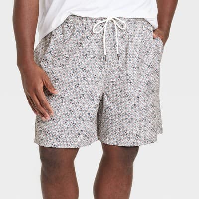 Men's 7" Swim Trunks with Boxer Brief Liner - Goodfellow & Co™ Cream L