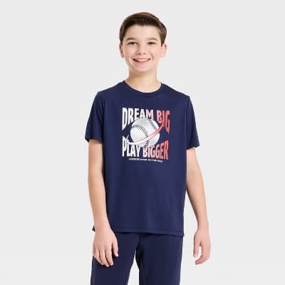 Boys' Active Graphic T-Shirt - All In Motion™ Dark Blue L