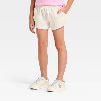 Girls' French Terry '97' Graphic Pull-On Shorts - Cat & Jack™ Oatmeal XS